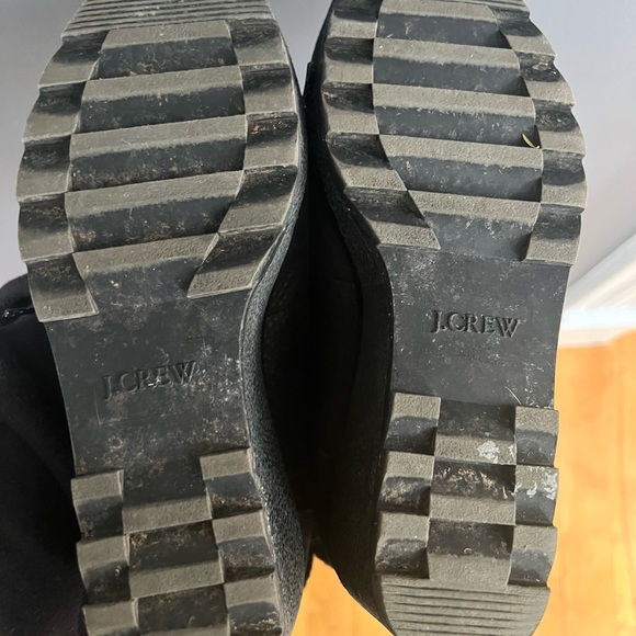 J CREW size 8, black leather with faux shearling Nordic wedge with rounded toe - Picture 4 of 5